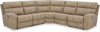 Signature Design by Ashley Next-Gen DuraPella 5-Piece Power Reclining Sectional, Modular L-Shaped Sofa with Zero Gravity Recline and Adjustable Headrest, Water Resistant Faux Leather Couch, Sand