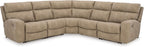 Signature Design by Ashley Next-Gen DuraPella 5-Piece Power Reclining Sectional, Modular L-Shaped Sofa with Zero Gravity Recline and Adjustable Headrest, Water Resistant Faux Leather Couch, Sand