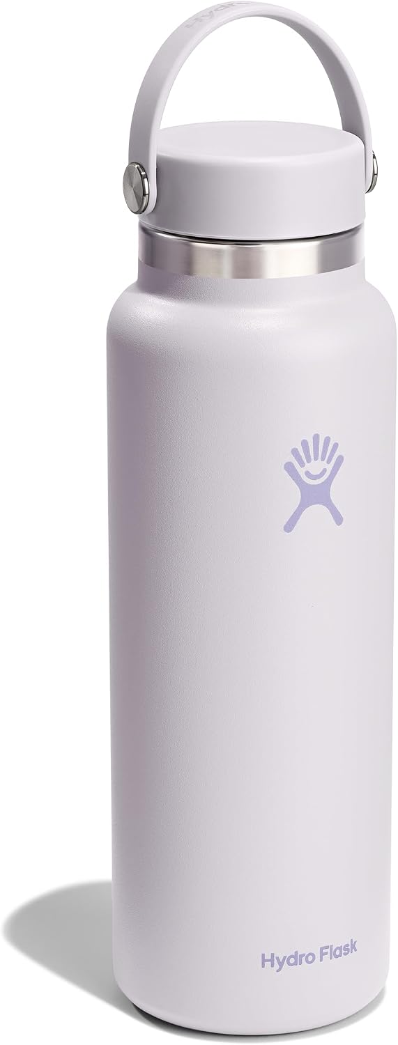 Hydro Flask Water Bottle - Insulated Stainless Steel - Wide Mouth Flex Lid, Non Spill, Leakproof and Refillable in 40 Oz Cloud Pink