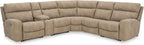 Signature Design by Ashley Next-Gen DuraPella 6-Piece Power Reclining Sectional, Zero Gravity Comfort and Adjustable Headrests, L-Shaped Faux Leather Modular Design for Living Rooms, Sand, 132" W