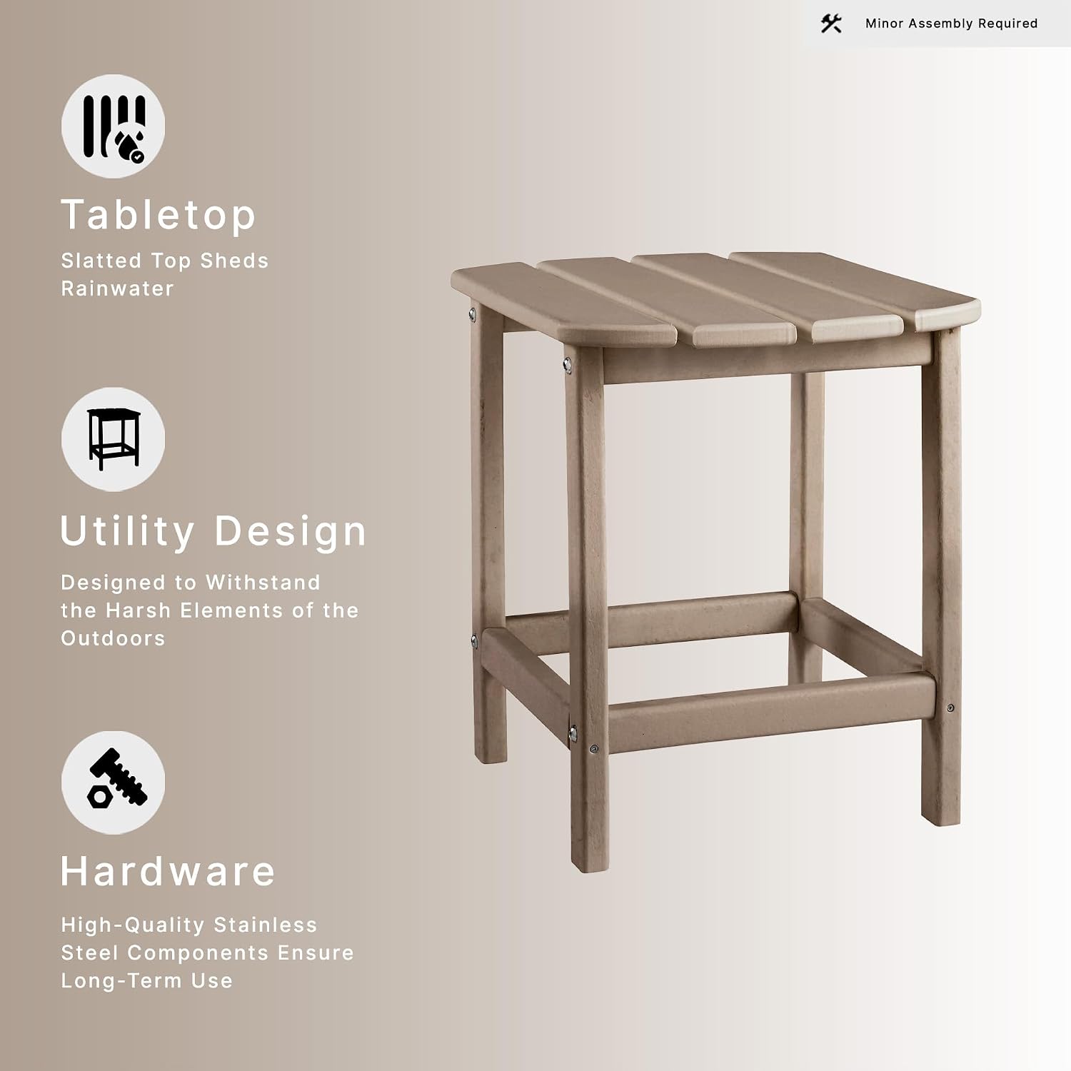 Signature Design by Ashley Sundown Treasure Outdoor Patio HDPE Weather Resistant End Table, Brown