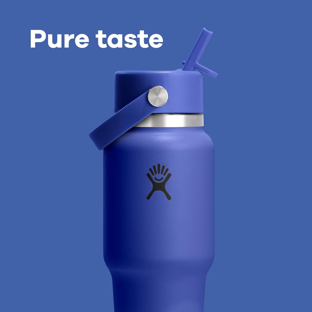 Hydro Flask Travel Water Bottle - Insulated Stainless Steel - Wide Straw Lid, Non Spill, Leakproof in 40 Oz Mermaid Green