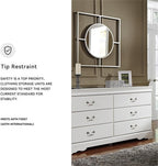 Signature Design by Ashley Anarasia Modern Glam Children's 6 Drawer Dresser, White