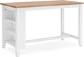Signature Design by Ashley Gesthaven 60" Counter Height Dining Table with 3 Storage Shelves, Butcher Block Veneer Top, Ideal for Kitchens or Workspaces, White/Natural