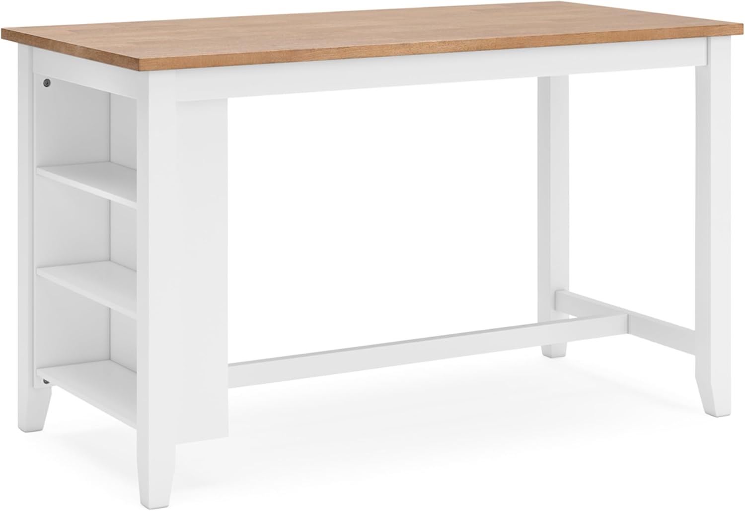 Signature Design by Ashley Gesthaven 60" Counter Height Dining Table with 3 Storage Shelves, Butcher Block Veneer Top, Ideal for Kitchens or Workspaces, White/Natural