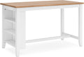 Signature Design by Ashley Gesthaven 60" Counter Height Dining Table with 3 Storage Shelves, Butcher Block Veneer Top, Ideal for Kitchens or Workspaces, White/Natural