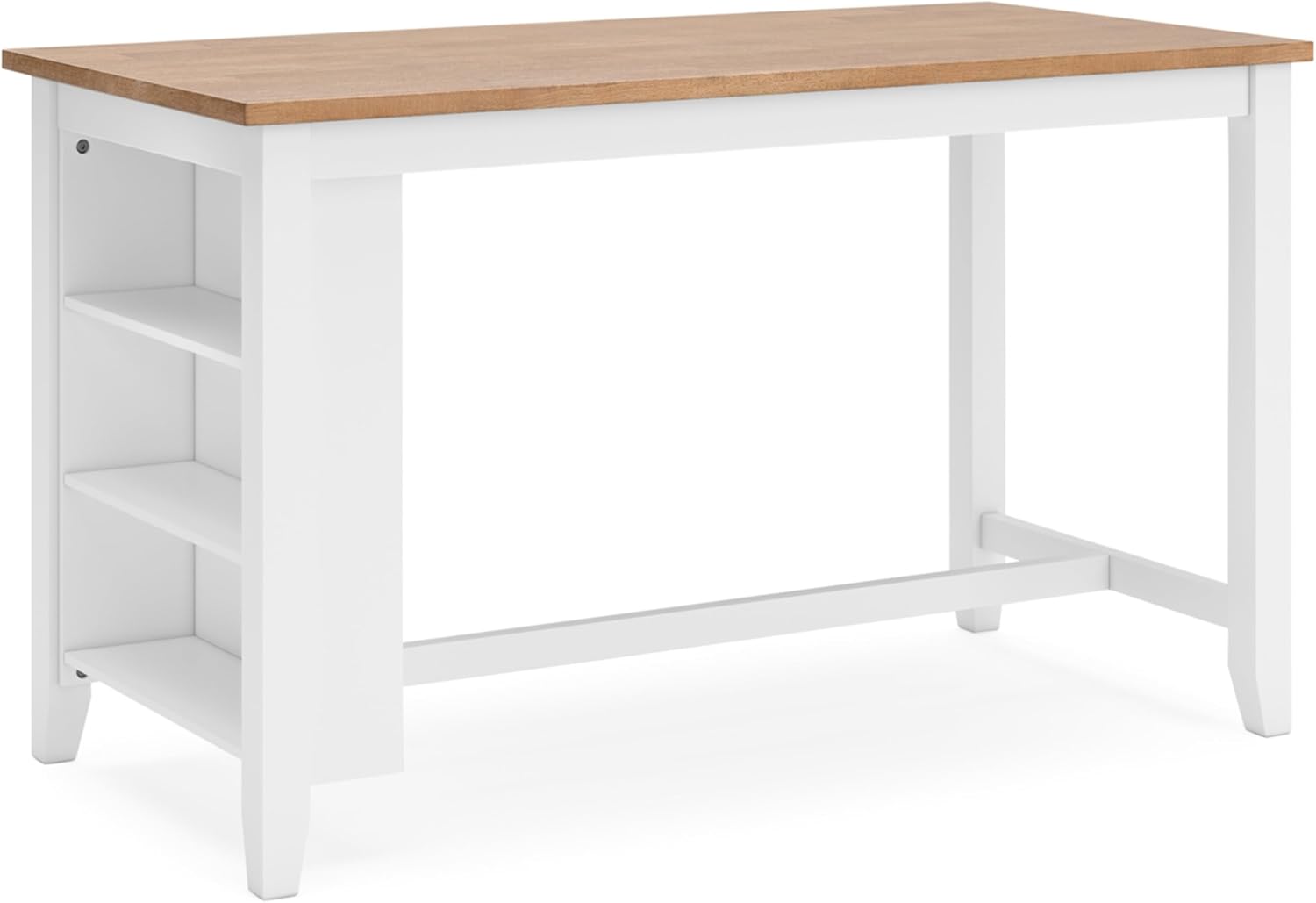 Signature Design by Ashley Gesthaven 60" Counter Height Dining Table with 3 Storage Shelves, Butcher Block Veneer Top, Ideal for Kitchens or Workspaces, White/Natural