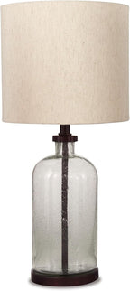 Signature Design by Ashley Bandile Modern Farmhouse 22.5" Seeded Glass Table Lamp, Bronze