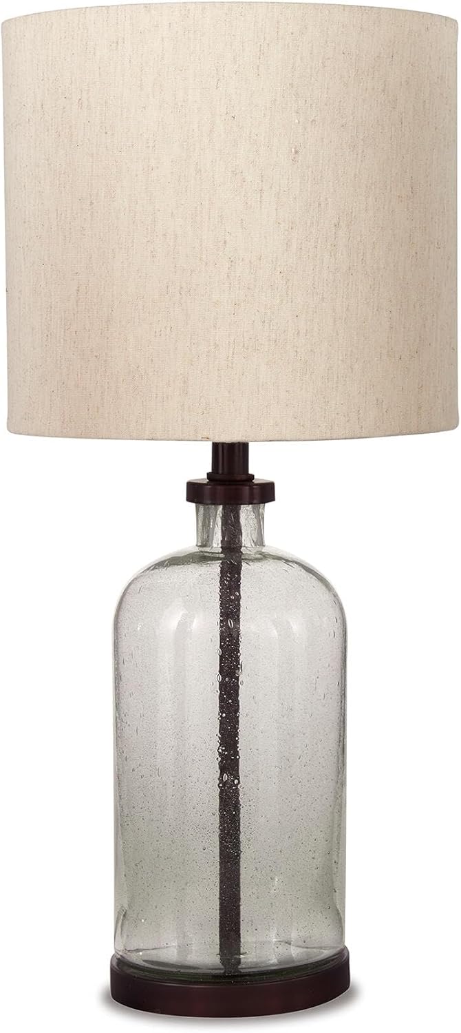 Signature Design by Ashley Bandile Modern Farmhouse 22.5" Seeded Glass Table Lamp, Bronze