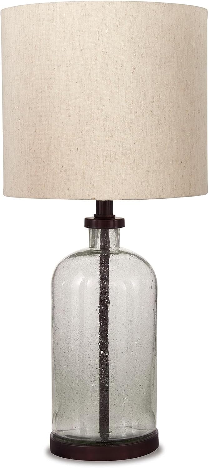Signature Design by Ashley Bandile Modern Farmhouse 22.5" Seeded Glass Table Lamp, Bronze