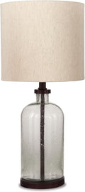 Signature Design by Ashley Bandile Modern Farmhouse 22.5" Seeded Glass Table Lamp, Bronze
