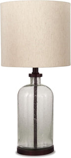 Signature Design by Ashley Bandile Modern Farmhouse 22.5" Seeded Glass Table Lamp, Bronze
