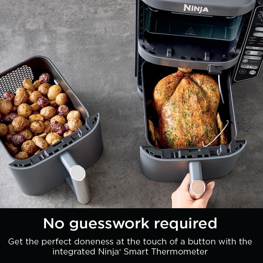 Ninja DoubleStack XL Smart Air Fryer, 2-Basket, 10 QT, 6-in-1, DoubleStack Technology Cooks 4 Foods at Once, Space Saving Design, Air Fry, Broil, Bake SL451