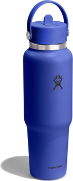 Hydro Flask Travel Water Bottle - Insulated Stainless Steel - Wide Straw Lid, Non Spill, Leakproof in 40 Oz Capri Blue