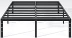 NEW JETO Metal Bed Frame,Queen Size Bed Frame with Storage Space,Heavy Duty Sturdy Mattress Foundation,Easy Assembly,No Box Spring Needed, Black,14 Inch,Queen