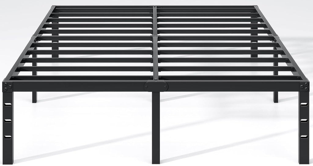 NEW JETO Metal Bed Frame,Queen Size Bed Frame with Storage Space,Heavy Duty Sturdy Mattress Foundation,Easy Assembly,No Box Spring Needed, Black,14 Inch,Queen