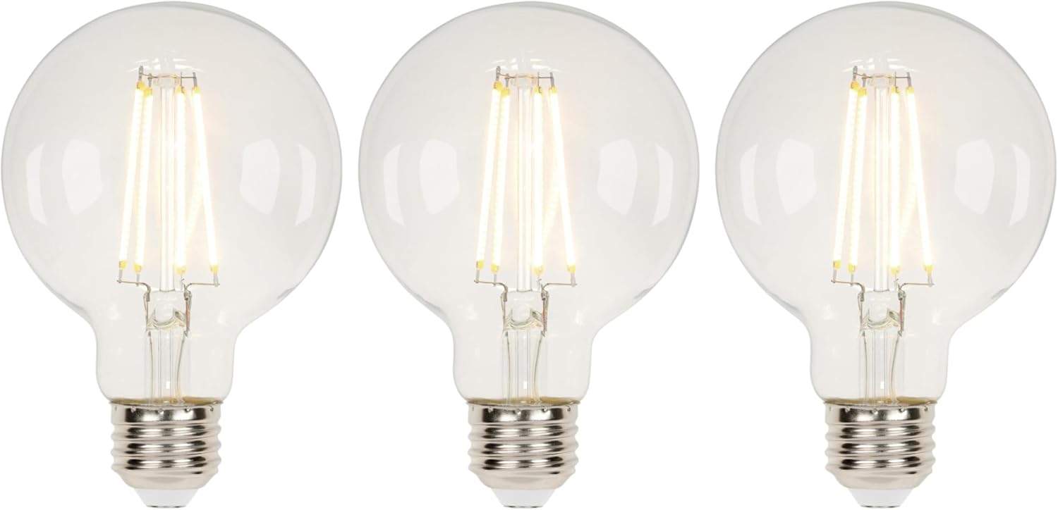 Westinghouse 43172EC3 5.5 Watt (40 Watt Equivalent) G25 Dimmable Clear Filament LED Light Bulb, Medium Base, 3 Pack
