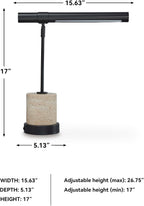 Signature Design by Ashley Vinmour Desk Lamp with USB-C Port, Adjustable Height Metal Task Light, Beige Travertine Stone Base, Contemporary Lighting for Home Office Workspaces, Brown/Beige