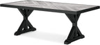 Signature Design by Ashley Beachcroft Outdoor Dining Table, Rust-Resistant Farmhouse Design with Porcelain Tabletop and Umbrella Hole, for Patio Entertaining, Black/Light Gray, 84-Inch