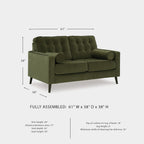 Signature Design by Ashley Reveon Lakes Contemporary Loveseat with Tufted Cushion and Removable Cushion, Green