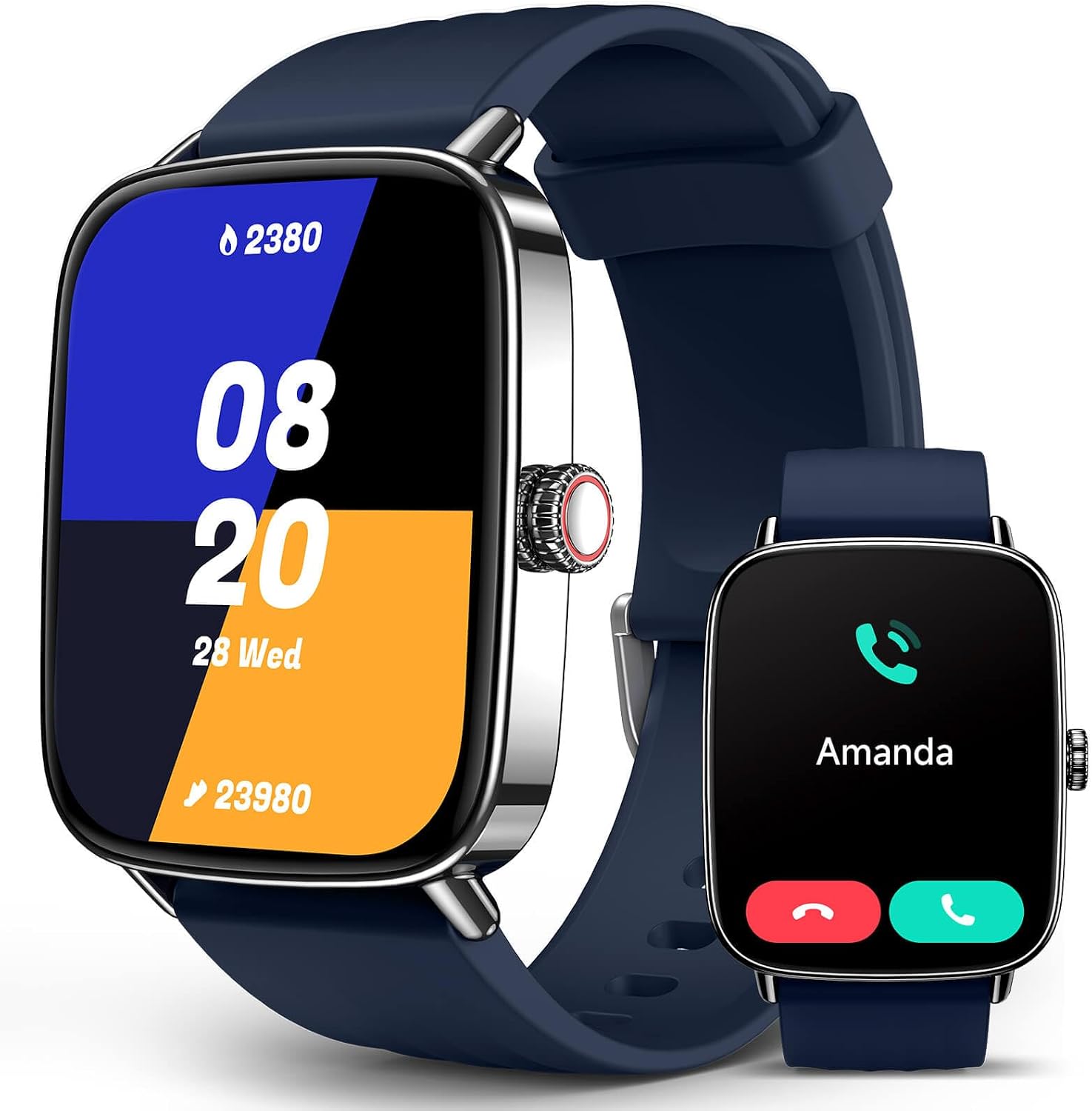 SOUYIE Smart Watches for Men Women, 1.85" AI Voice Smartwatch, 24/7 Heart Rate Monitor, Stress/SpO2/Sleep Tracker, IP68 Waterproof, Weather, 100+ Sports Fitness Tracker for Android iOS Blue