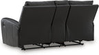 Signature Design by Ashley Glassmere Contemporary Leather Match Reclining Loveseat with Console, 2 Cup Holders and Storage, Black