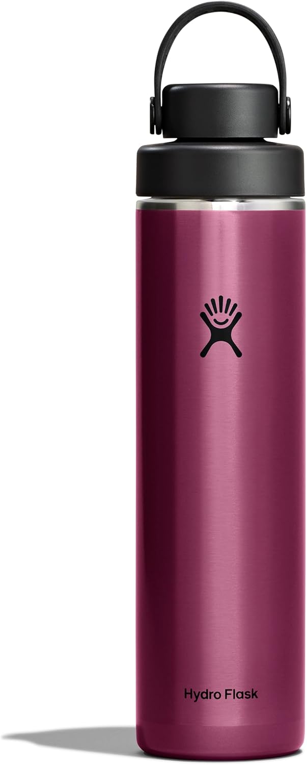 Hydro Flask Lightweight Wide Flex Chug Cap - Insulated Stainless Steel Water Bottle 24 Oz Garnet Red