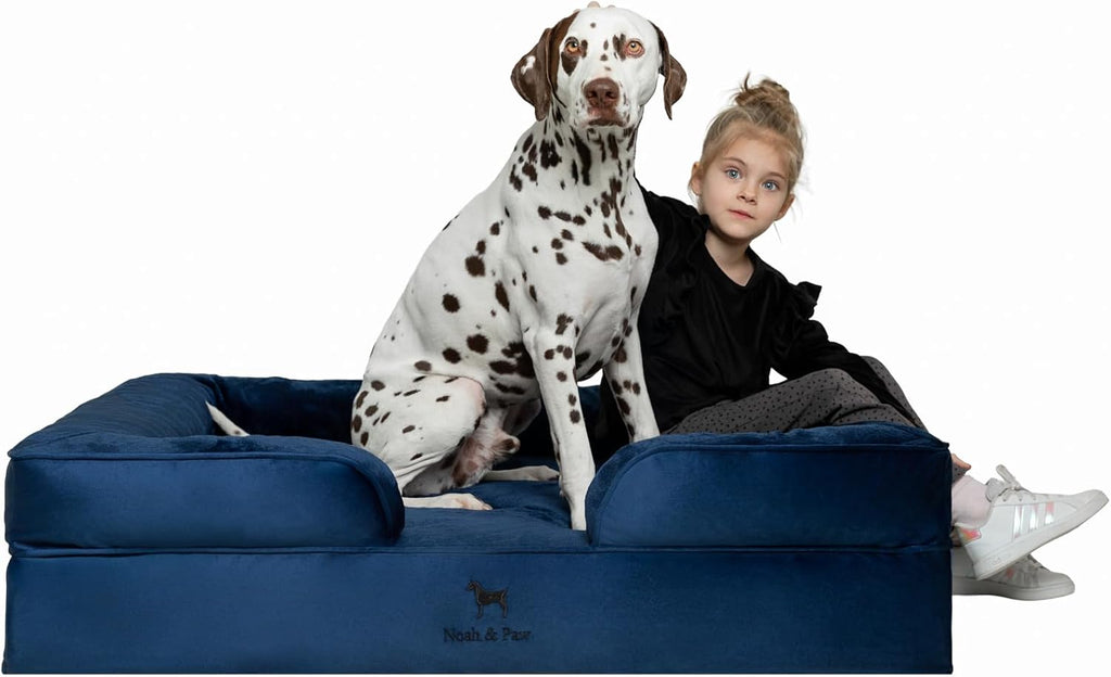 NOAH & PAW Giant Dog Bed XXL, 55x45x11 Inch, Orthopedic Dog Beds, Eggshell Memory Foam Infused with Cooling Gel, Inner Cover, Water Resistant, Machine Washable (Velvet Sofa Collection)