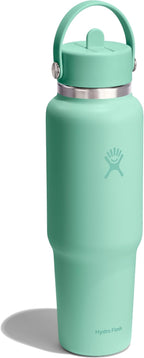 Hydro Flask Travel Water Bottle - Insulated Stainless Steel - Wide Straw Lid, Non Spill, Leakproof in 40 Oz Mermaid Green