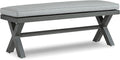 Signature Design by Ashley Elite Park Outdoor Bench with Foam Cushion, Nuvella Weather Resistant Fabric, Rust Free Aluminum Frame, 54" W x 17" D x 16.5" H, Gray