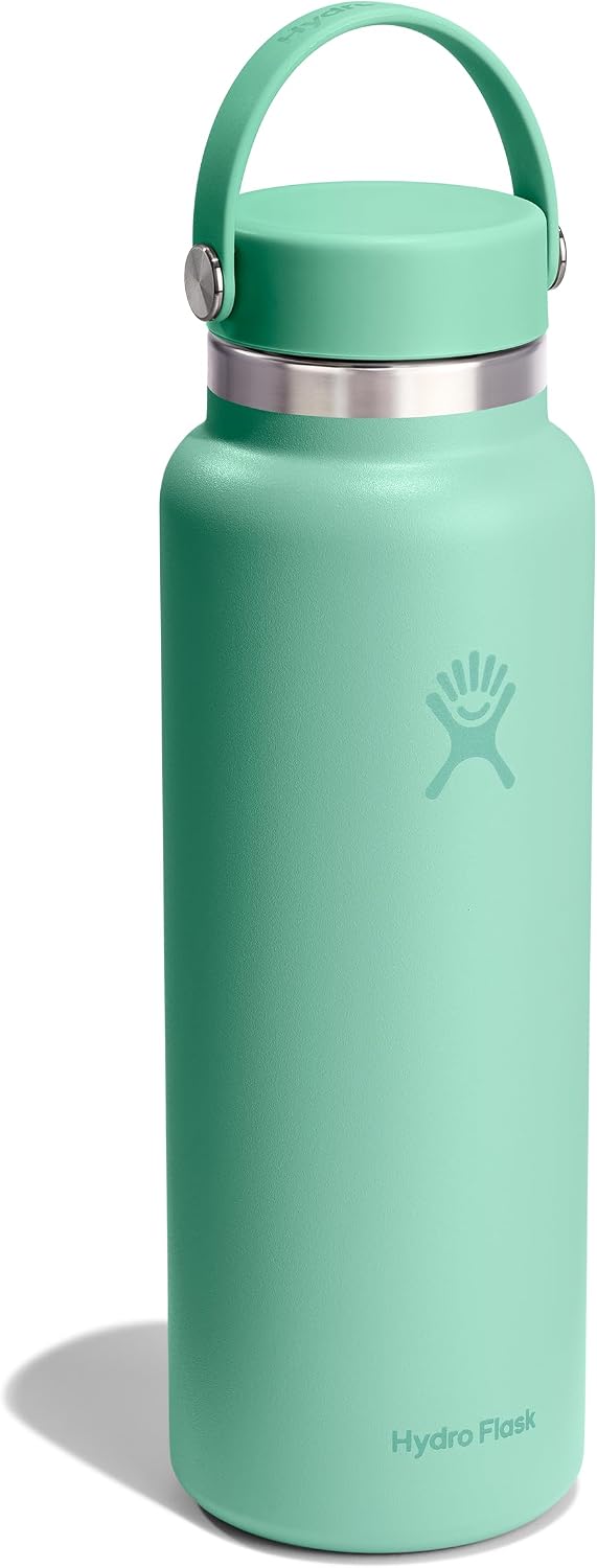 Hydro Flask Water Bottle - Insulated Stainless Steel - Wide Mouth Flex Lid, Non Spill, Leakproof and Refillable in 40 Oz Mermaid Green