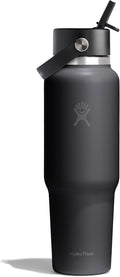 Hydro Flask Travel Water Bottle - Insulated Stainless Steel - Wide Straw Lid, Non Spill, Leakproof in 40 Oz Tonal Black