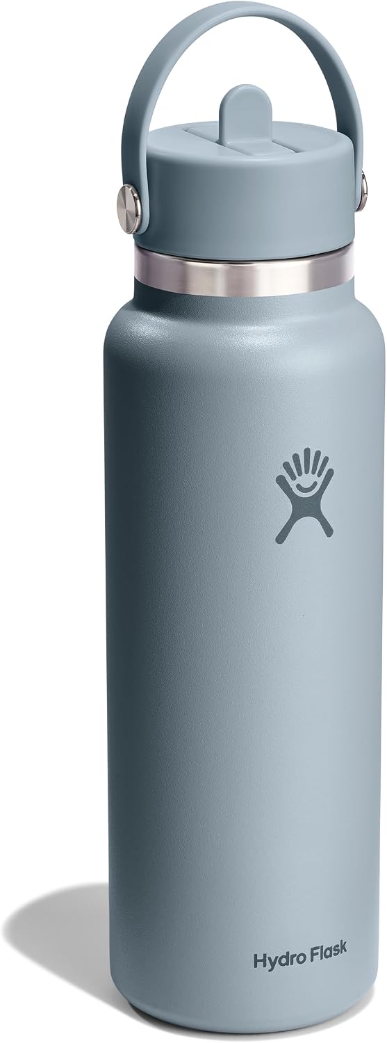 Hydro Flask Water Bottle - Insulated Stainless Steel - Wide Straw Lid, Non Spill, Leakproof in 40 Oz Shale Gray
