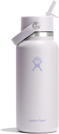 Hydro Flask Water Bottle - Insulated Stainless Steel - Wide Mouth Flex Straw Lid, Non Spill, Leakproof and Refillable in 32 Oz Sea Cloud Pink