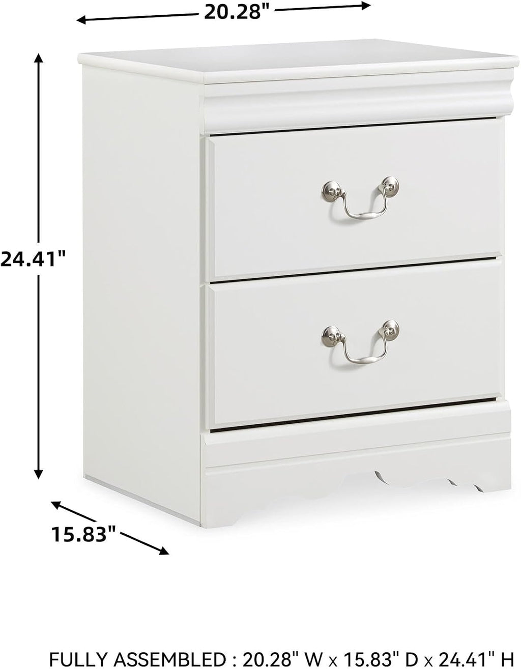 Signature Design by Ashley Anarasia Traditional Children's 2 Drawer Nightstand, 24.41" Tall, White
