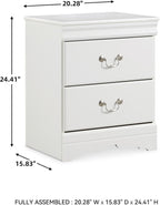 Signature Design by Ashley Anarasia Traditional Children's 2 Drawer Nightstand, 24.41" Tall, White