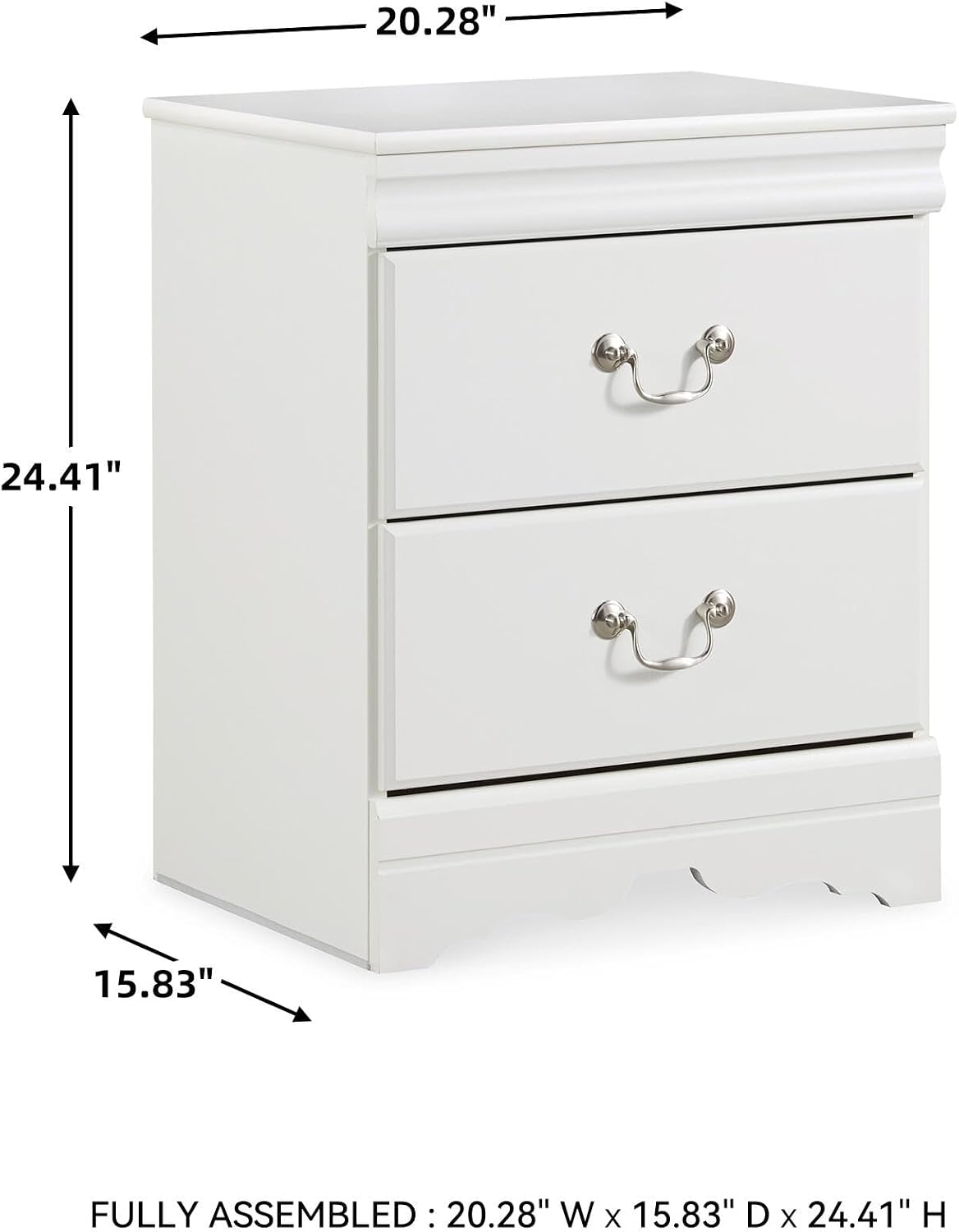 Signature Design by Ashley Anarasia Traditional Children's 2 Drawer Nightstand, 24.41" Tall, White