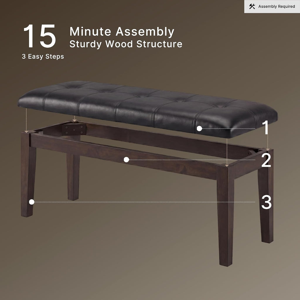 Signature Design by Ashley Haddigan Traditional Upholstered Dining Room Bench, Dark Brown