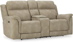 Signature Design by Ashley Power Reclining Loveseat with Console, Next-Gen Durapella, Zero Gravity Mechanism, Easy to Clean Water Resistant Performance Fabric, Sand