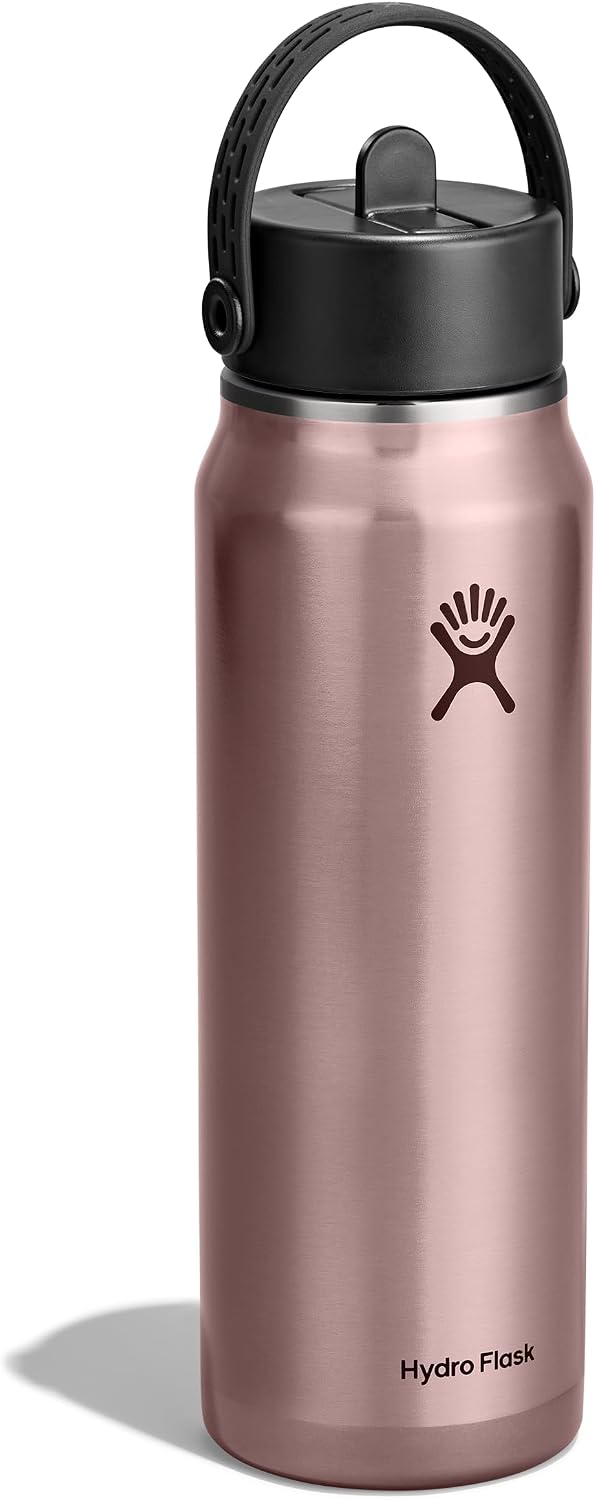 Hydro Flask 32 Oz Lightweight Wide Straw Lid - Insulated Stainless Steel Water Bottle - Hiking, Commuting Quartz