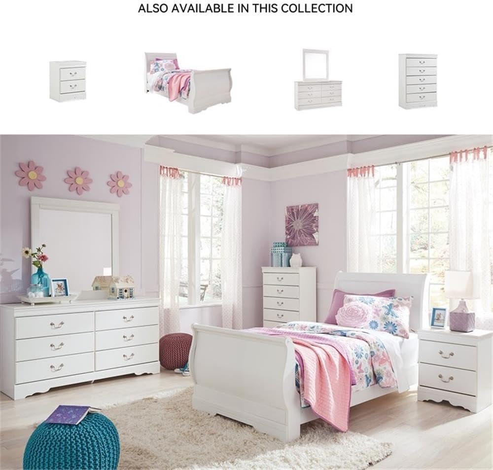 Signature Design by Ashley Anarasia Modern Glam Children's 6 Drawer Dresser, White