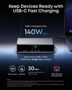 Anker Prime Docking Station (DL7400), 14-Port Triple Display with DisplayLink, 140W Max, Smart Display, Triple 4K 60Hz, Cooling Fan, for Windows Laptops (The Latest DisplayLink Driver Must Installed)