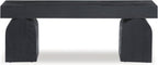 Signature Design by Ashley Holgrove Contemporary Accent Bench with Oversized Legs and for Living-Room, Home-Office or Entryway Use, Black