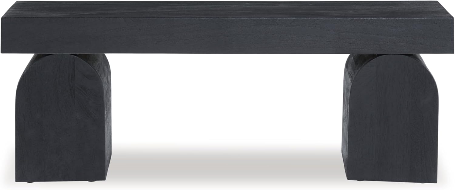 Signature Design by Ashley Holgrove Contemporary Accent Bench with Oversized Legs and for Living-Room, Home-Office or Entryway Use, Black