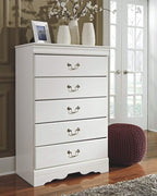 Signature Design by Ashley Children's Anarasia 5 Drawer Chest of Drawers, White