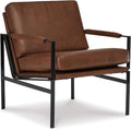 Signature Design by Ashley Puckman Brown Leather Accent Chair, Contemporary Living Room Seating, Sturdy Metal Frame