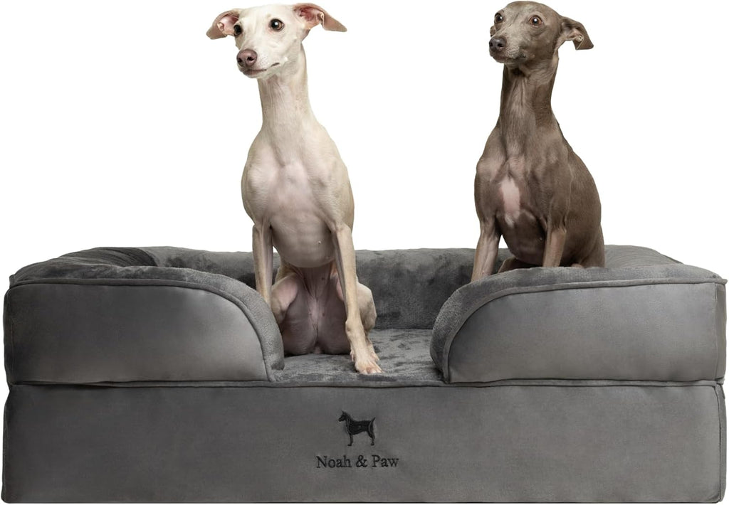 NOAH & PAW Giant Dog Bed XXL, 55x45x11 Inch, Orthopedic Dog Beds, Eggshell Memory Foam Infused with Cooling Gel, Inner Cover, Water Resistant, Machine Washable (Velvet Sofa Collection)