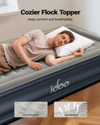 iDOO Twin XL Air Mattress Built in Pump, Upgraded Inflatable Blow up Mattress, 2-Min Twin Size Air Mattress for Home Guest, 80'' Extra Long Air Bed with Carry Bag, Colchon Inflable
