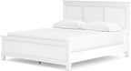 Signature Design by Ashley Fortman Transitional California King Panel Bed with Tapered Feet, Foundation or Box Spring Needed, White