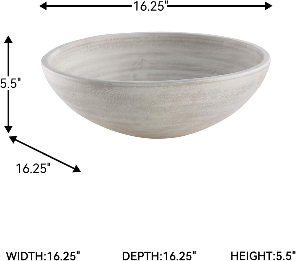 Signature Design by Ashley Meadie Rustic Round Distressed Terra Cotta Bowl, White